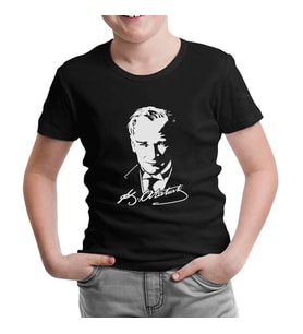 Atatürk - Portre Siyah Çocuk Tshirt