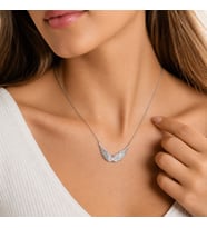 Afrodit Silver 925 Ayar Gümüş Zirkon Taşlı Melek Kanadı Tasarım Kadın Kolye