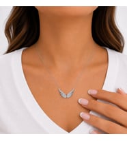 Afrodit Silver 925 Ayar Gümüş Zirkon Taşlı Melek Kanadı Tasarım Kadın Kolye