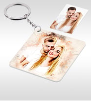BK Gift Kişiye Özel Pastel Çizim Fotoğraf Baskılı Anahtarlık
