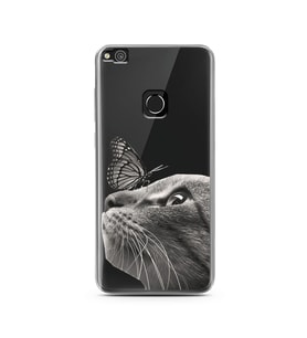 Kedi Kelebek Tasarımlı Süper Şeffaf Silikon Telefon Kılıfı Huawei P9 Lite (2017)