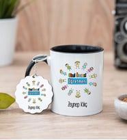 Okul Öncesi Öğretmeni Siyah Kupa Bardak Ve Anahtarlık Set