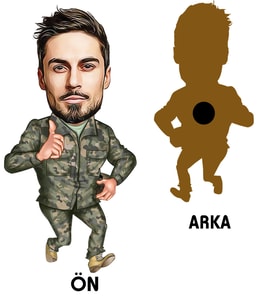 Kişiye Özel Asker Karikatürlü Ahşap Magnet Bay-4