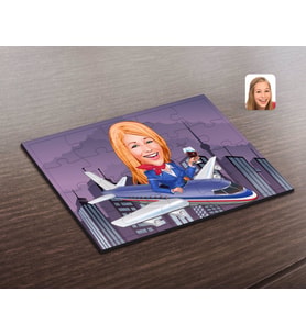 BK Gift Kişiye Özel Hostes Karikatürlü Ahşap Puzzle-1