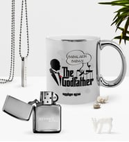 BK Gift Kişiye Özel Babaların Babası Krom Kupa Benzinli Çakmak Kolye Seti-3 (Model 1)