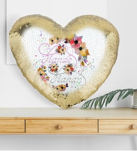 BK Gift Kişiye Özel Sevgililer Günü Altın Yaldız Sihirli Kalp Yastık  9