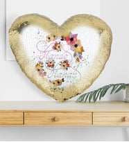 BK Gift Kişiye Özel Sevgililer Günü Altın Yaldız Sihirli Kalp Yastık  9