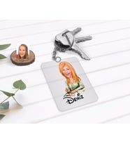 BK Gift Kişiye Özel Kadın Grafik Tasarımcı Karikatürlü Şeffaf Pleksi Anahtarlık (Beyaz)