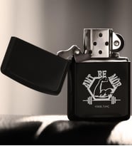 BK Gift Kişiye Özel Mesleki Antrenör Benzinli Siyah Metal Çakmak  4