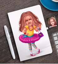 BK Gift Kişiye Özel Kız Çocuk Karikatürlü Beyaz Defter ve Kalem Hediye Seti-11