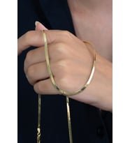 Kadın Snake Yılan Yassı Gümüş Kolye Zincir 50cm 6gr Üç Renk msn21 (Sarı)