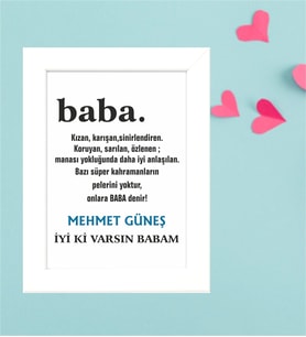 Bazı Kahramanların Pelerini Yoktur Kişiye Özel Tasarım Çerçeve Babalar Günü