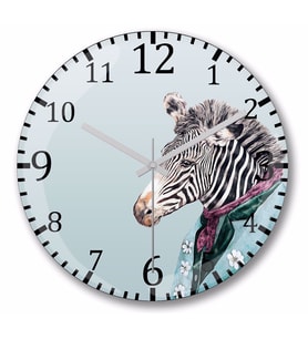 Zebra Mavi Duvar Saati Bombeli Gercek Cam