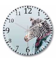 Zebra Mavi Duvar Saati Bombeli Gercek Cam
