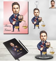 Kişiye Özel Avukat Karikatürlü 5 li Hediye Seti Bay-3