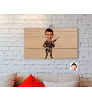 BK Gift Kişiye Özel Uzman Jandarma Karikatürlü Otantik Ahşap Palet Tablo-1