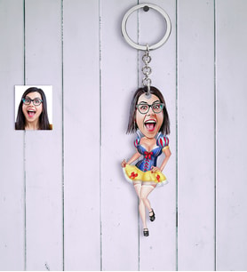 BK Gift Kişiye Özel Pamuk Prenses Karikatür Anahtarlık