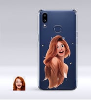 BK Gift Kişiye Özel Kadın Animasyon Karikatürlü Samsung Galaxy A10s İnce Şeffaf Silikon Telefon Kapağı-9 (Beyaz)