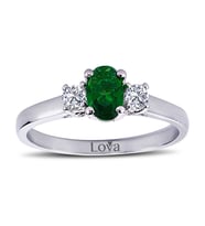 Lova Pırlantalı Oval Zümrüt Yüzük - 1080059