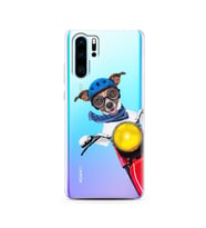 Motorcu Köpek Tasarımlı Süper Şeffaf Silikon Telefon Kılıfı Huawei P30 Pro 