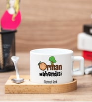 Orman Mühendisine Hediye Ahşap Altlıklı Fincan