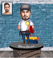 Kişiye Özel Elektrikçi Karikatürlü Ahşap Biblo  Bay-1