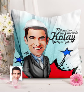 BK Gift Kişiye Özel Bay Mühendis Karikatürlü  Yastık  1