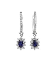 Sirius Pırlanta ve Oval Safir Taşlı Anturaj Küpe 0704E0050