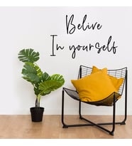 Belive In Yourself Duvar El Yazısı Sticker 60x39cm - Siyah