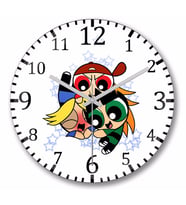 Powerpuff     Girls    Duvar Saati Bombeli Gercek Cam