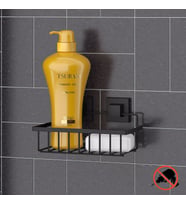 TEKNOTEL DELME VİDA MATKAP YOK! easyFIX YAPISKANLI TEK KATLI BANYO RAFI MAT SİYAH EF241