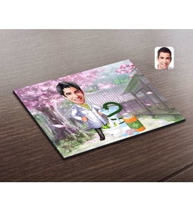 BK Gift Kişiye Özel Erkek Eczacı Karikatürlü Ahşap Puzzle-2