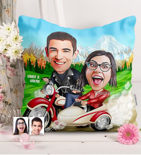 BK Gift Kişiye Özel Sevgililer Karikatürlü  Yastık  12
