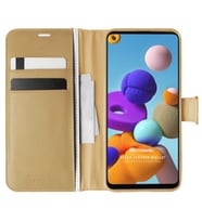Microsonic Samsung Galaxy A21s Kılıf Delux Leather Wallet Gold