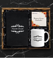 Kişiye Özel Siyah Defter Kalem Kupa Seti
