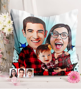 BK Gift Kişiye Özel Aile Karikatürlü  Yastık  2