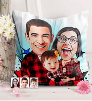 BK Gift Kişiye Özel Aile Karikatürlü  Yastık  2