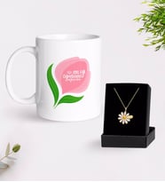 BK Gift Kişiye Özel En İyi Öğretmen Kupa Ve Papatya Kolye Hediye Seti-14 (Model 1)