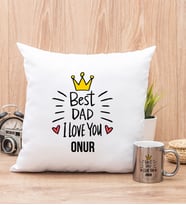Best Dad Yastık ve Silver Kupa Bardak