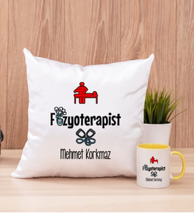 Fizyoterapist Kare Yastık ve Sarı Kupa Bardak