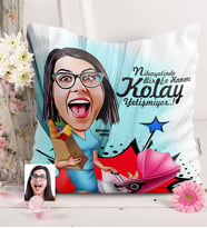 BK Gift Kişiye Özel Ev Hanımı Karikatürlü  Yastık  1