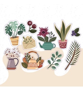 Çiçek Saksı Mektup Tasarımlı A5 Stickers Çıkartma PYTKSTK011 (Karışık)