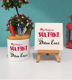 Anneye Anneler Günü Hediyesi Mutfağın Sultanı Kalemlik ve Dekoratif Taş Baskı Seti