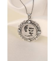 Kemal Atatürk Resimli Kolye İnlove Gümüş 