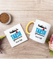Tarih Öğretmeni Sarı Kupa Bardak Ve Bardak Altlığı Seti