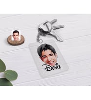 BK Gift Kişiye Özel Erkek Yüz Karikatürlü Şeffaf Pleksi Anahtarlık-2 (Beyaz)