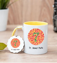 Göz Doktoru Sarı Kupa Bardak Ve Anahtarlık Set