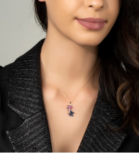 Gümüş Zirkon Taşlı Aşk Kelebekleri Tasarım Kolye (Rose)