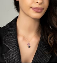Gümüş Zirkon Taşlı Aşk Kelebekleri Tasarım Kolye (Rose)