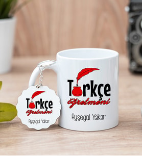 Türkçe Öğretmeni Beyaz Kupa Bardak Ve Anahtarlık Set